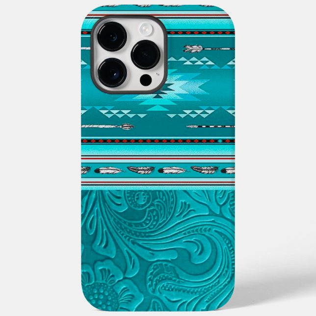 Coques Case-Mate iPhone Outil en cuir Turquoise Tribal Navajo (Verso)