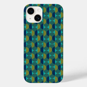 Coque Pour iPhone 14 Ovales et demi-cercles rétro turquoise