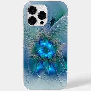 Coque Pour Pour iPhone 14 Pro Max Ovations debout, fractale abstraite bleu turquoise