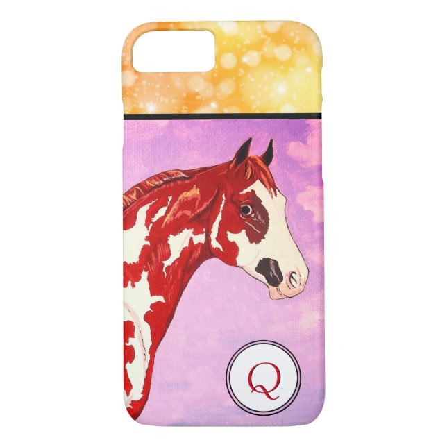 Coques Case-Mate iPhone Overo Paint Horse Head (étoiles d'or) (Dos)