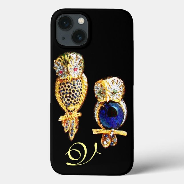 Coques Case-Mate iPhone OWLS DE JEWEL, Or, Saphir Bleu, Noir (Verso)