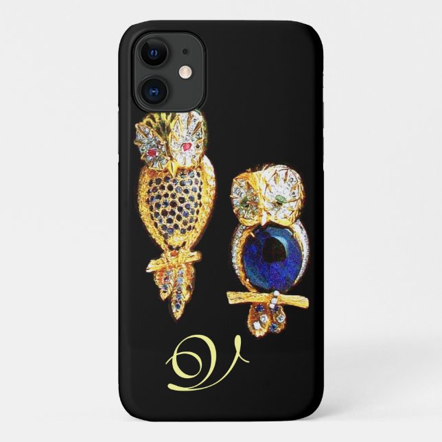 Coques Case-Mate iPhone OWLS JEWEL, Or, Sapphire Bleu, Topaz Pearle Blanch (Dos)