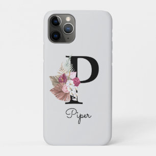 Case-Mate iPhone Case P Initial floral Boho rose personnalisé