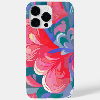 Coque Pour Pour iPhone 14 Pro Max Padrão de corações em movimento, vermelho e azul.