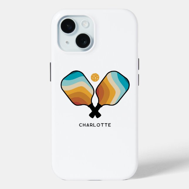 Coques Case-Mate iPhone Pagaies de pickleball & Ball Nom personnalisé (Verso)