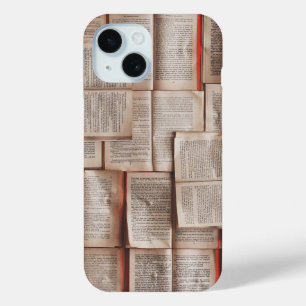 Coque Pour iPhone 15 Pages vintages Livre Ouvert Livres Bibliophile