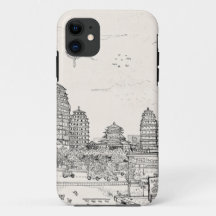 Pagode de Saïgon Viêt-Nam Tirage d'encre de stylo