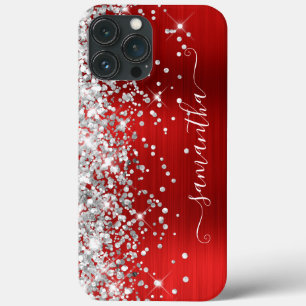 Case-Mate iPhone Case Pailleté Argent Rouge Clair Moderne Signature Fémi