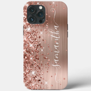 Case-Mate iPhone Case Pailleté Or Rose Moderne Signature Féminin