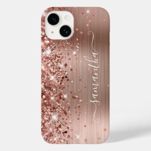 Coque Pour iPhone 14 Pailleté Rose Gold Glam Moderne Féminin Signature
