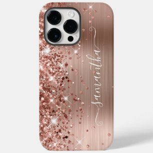 Coque Pour Pour iPhone 14 Pro Max Pailleté Rose Gold Glam Moderne Féminin Signature