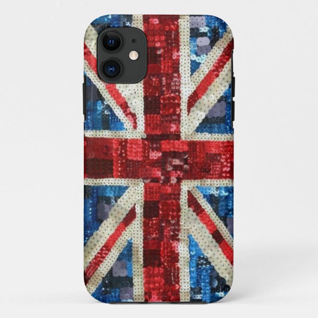 Coques Case-Mate iPhone Paillette d'Union Jack bling l'iPhone anglais (Dos)
