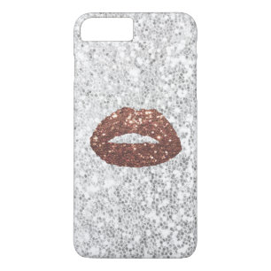 Case-Mate iPhone Case Paillettes argentées chics de lèvres roses
