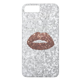 Case-Mate iPhone Case Paillettes argentées chics de lèvres roses