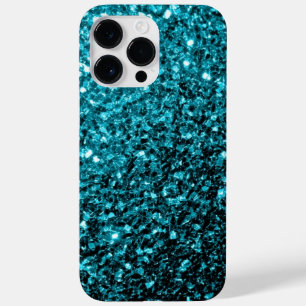 Coques Pour iPhone Paillettes bleu aqua faux éclat bling