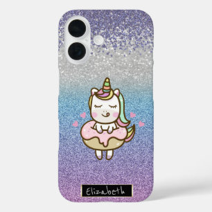 Coque Pour iPhone 16 Paillettes Bokeh Ombré,Diamants Violets,Donut Lico