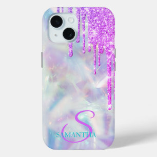 Coque Pour iPhone 15 Paillettes Branchées Dégradé Holographique Froid