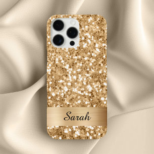 Coques iPhone 16 Pro Max Paillettes de carré doré brillant scintillant