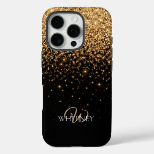 Coques iPhone 16 Pro Paillettes dorées scintillement texture élégante d