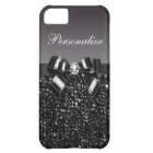 Paillettes imprimées, arc et diamant noirs et