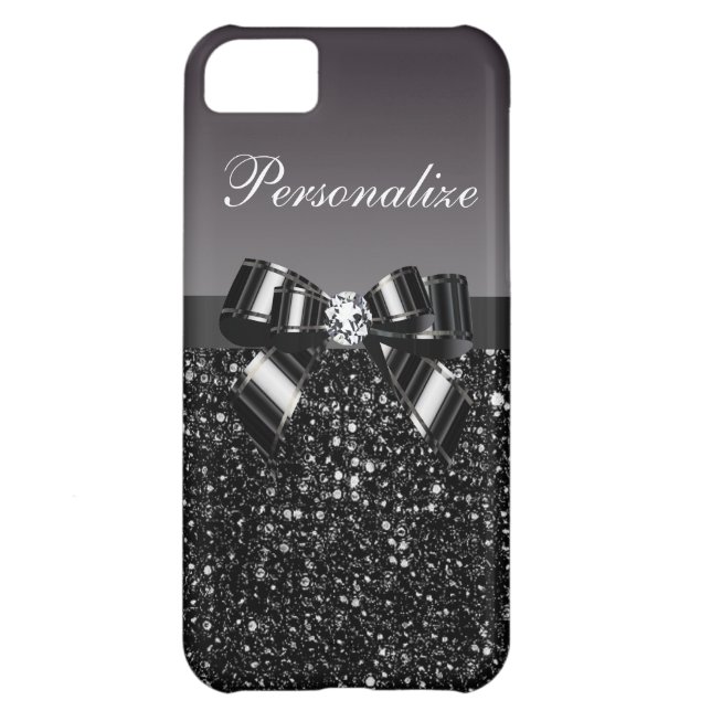 Coques Case-Mate iPhone Paillettes imprimées, arc et diamant noirs et (Dos)