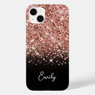 Coque Pour iPhone 14 Plus Paillettes Noir et Or Rose Glam