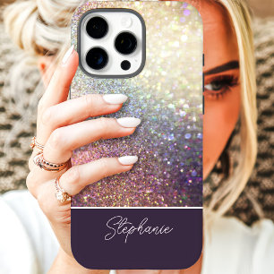Coques iPhone 16 Pro Paillettes Ombre Nom Personnalisé
