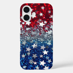Coque Pour iPhone 16 Paillettes Patriotiques