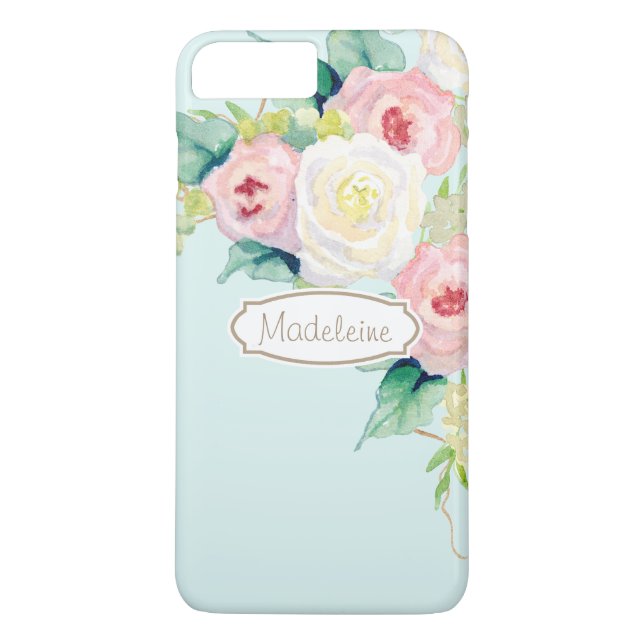 Coques Case-Mate iPhone Painterly Simple Moderne Aquarelle Roses floraux (Dos)