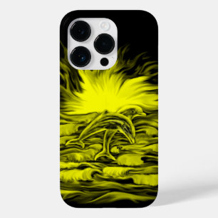 Coque Pour iPhone 14 Pro Paire de dauphins dans le soleil