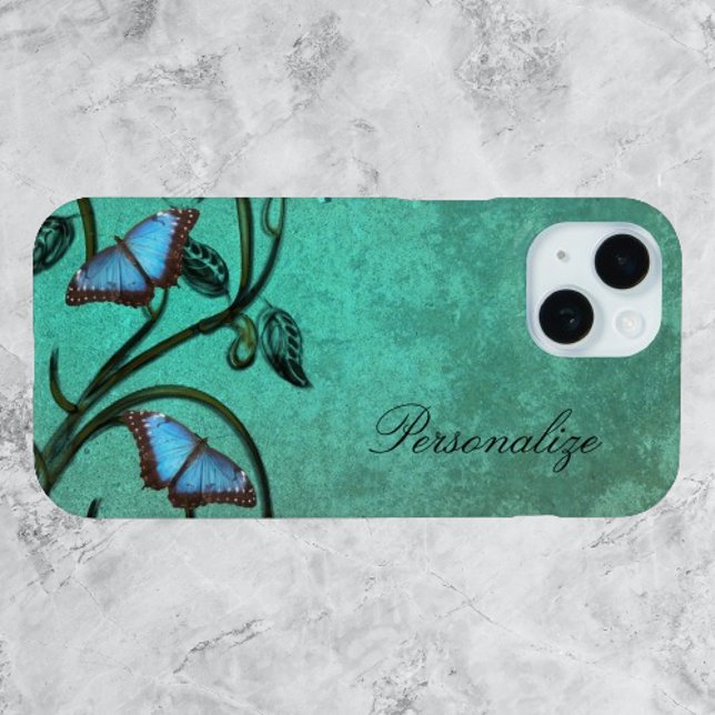 Coques Case-Mate iPhone Paire papillon turquoise (Teal Butterfly Pair Personalized iPhone Case)