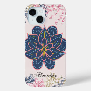 Coque Pour iPhone 15 Paisley Art, Blue et Purple Graphisme