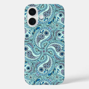 Coque Pour iPhone 16 Paisley en bleu bébé