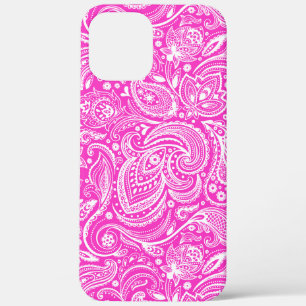 Case-Mate iPhone Case Paisley floral blanc motif sur rose chaud