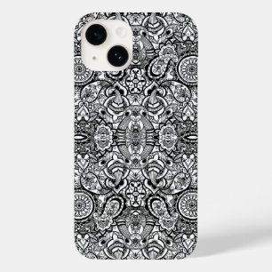Coque Pour iPhone 14 Paisley floral noir
