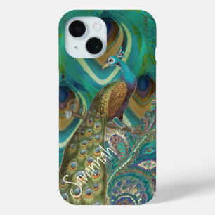 Coque Pour iPhone 15 Paisley Peacock Plumes vintage iPhone 5