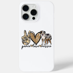 Coque iPhone 15 Pro Max Paix, Amour, Aussie, chien de berger australien, A