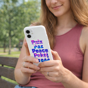 Coque Pour iPhone 16 Paix Paz Paix Pokój Vrede Conception de cœurs