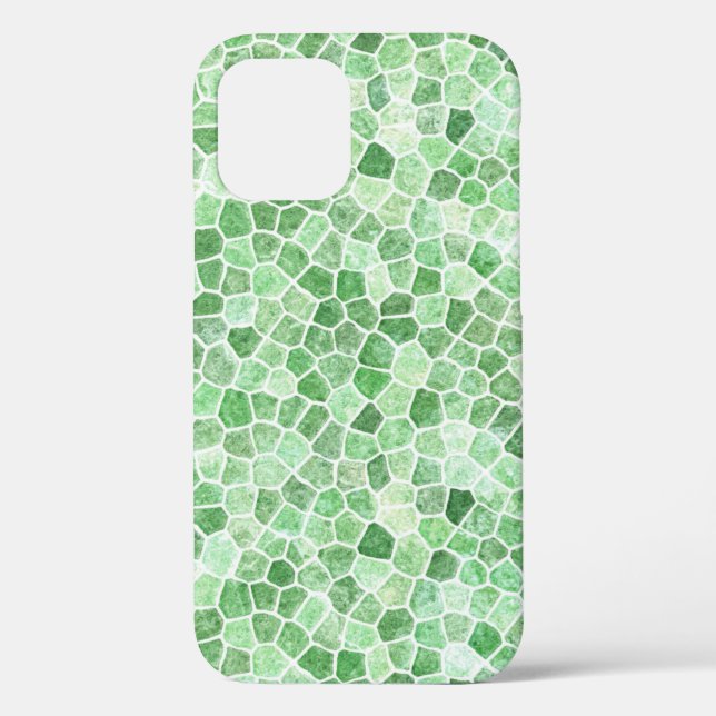 Coques Case-Mate iPhone Pale Emerald and Pistachio Cobbled Patchwork (Verso)