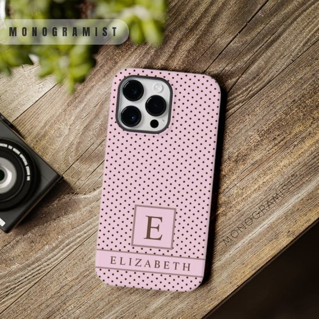 Coques Case-Mate iPhone Pale Pastel Rose Brown Point (Custom Pale Pastel Pink Brown Polka Dot Case-Mate iPhone Case)