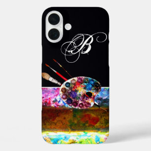 Coques iPhone 16 Plus PALETTE DE COULEUR ARTISTE ET BRUSHES MONOGRAM Noi