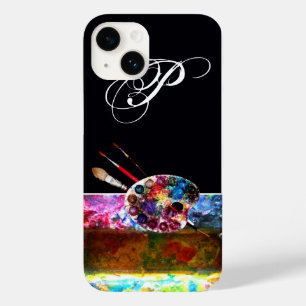 Coque Pour iPhone 14 PALETTE DE COULEUR ARTISTE MONOGRAMME Noir