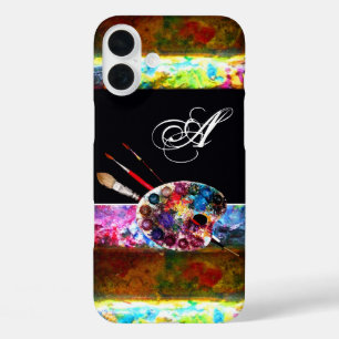 iPhone 16 Plus Case PALETTE DE COULEUR ARTISTE MONOGRAMME Noir