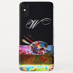 Coque Pour iPhone XS Max PALETTE DE COULEUR ARTISTE MONOGRAMME Noir