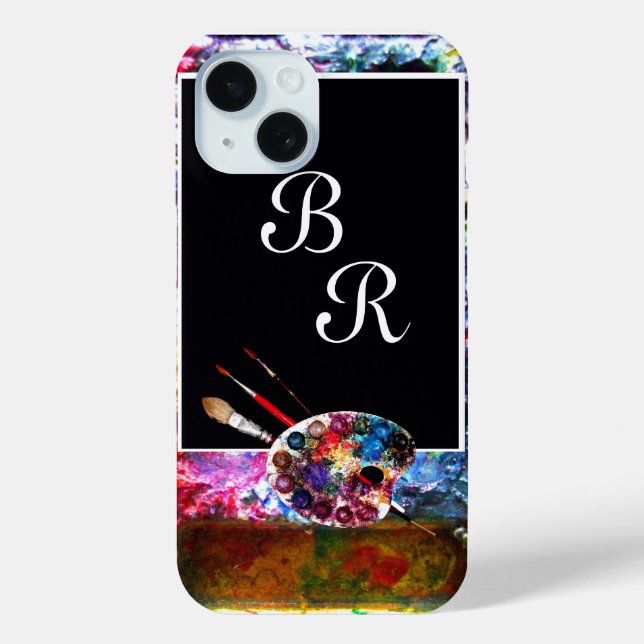 Coques Case-Mate iPhone PALETTE DE COULEUR ARTISTE MONOGRAMME Noir (Verso)