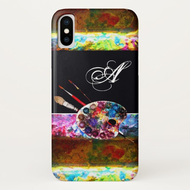 Coques Case-Mate iPhone PALETTE DE COULEUR ARTISTE MONOGRAMME Noir (Dos)