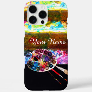 Coques iPhone 16 Pro Max PALETTE DE COULEURS D'ARTISTE ET PINCEAUX ,Noir