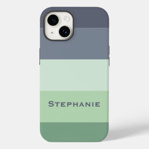 Coque Pour iPhone 14 Palette de gris vert coloré Abstraites rayures Nom