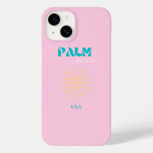 Coque Pour iPhone 14 Palm Beach, Preppy, Art Preppy, Rose