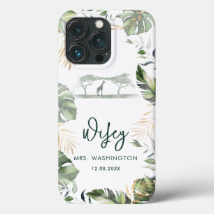 Case-Mate iPhone Case Palm Feuille Tropical Safari Wifey Script Bride